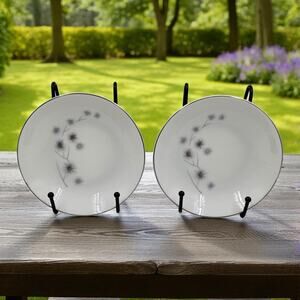 Creative Platinum Star Burst Fruit Dessert Bowl 5 1/2" Silver Trim Set of 2